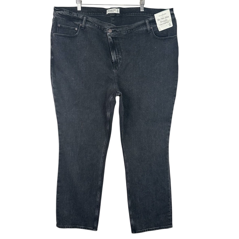 Abercrombie & Fitch The 90s Slim Straight Ultra High Rise Jeans 36/22S Charcoal